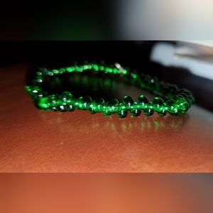 Kelly Green Glass Bead Handmade Stretch Bracelet